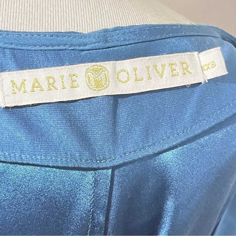 Marie Oliver 100% Silk Kaftan Maxi Dress Blue XS Resort Caftan V-Neck Luxury